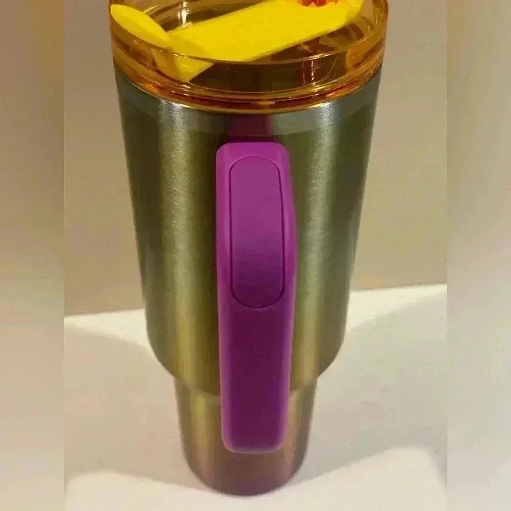 Stanley x Starbucks Summer Sunset Oil Slick 40oz Quencher Yellow Purple NWT - Picture 3 of 8